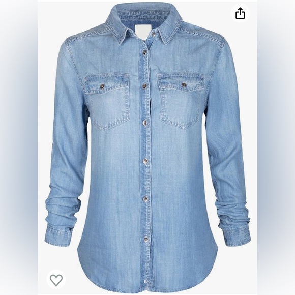 COPY - Design by Olivia Women's Long/Roll Up Sleeve Button Down Denim Chambray … - Picture 2 of 5